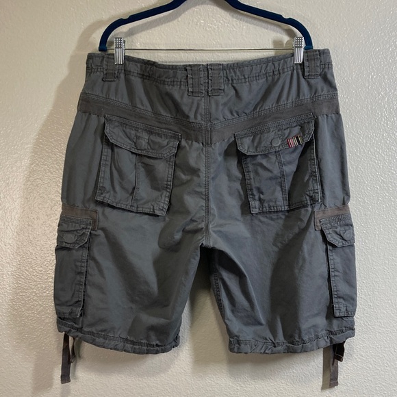 Y2k style Triple Five Soul Men's Gray Utility Cargo 90s Skater Shorts sz 36 - Picture 2 of 12